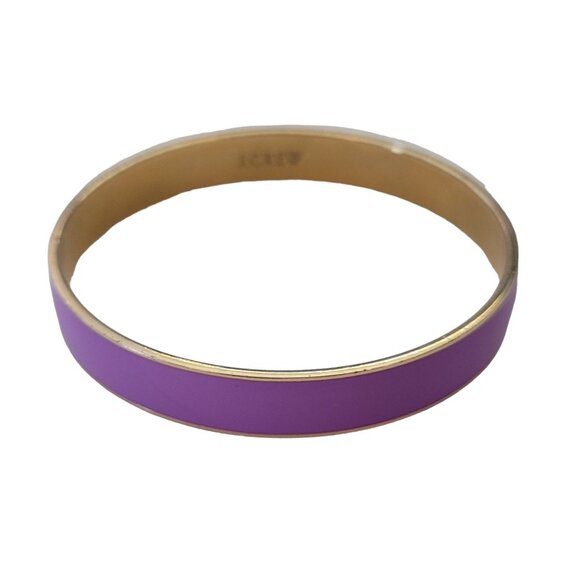 J.Crew Gold Tone Purple Lavender Enamel Bangle Bracelet E961 - Picture 3 of 9